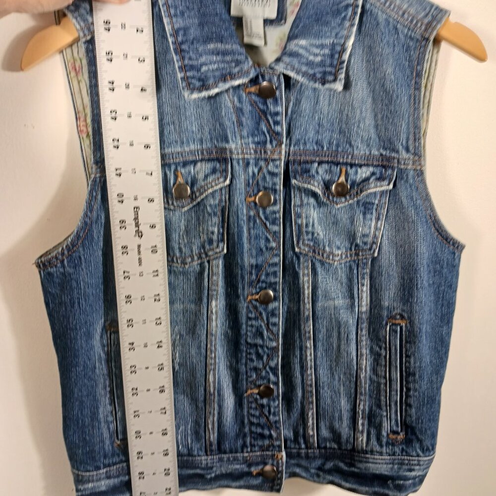 Denim Vest by Forever 21 Distressed Style Size Medium, Coastal Cowgirl, Western - Picture 14 of 16